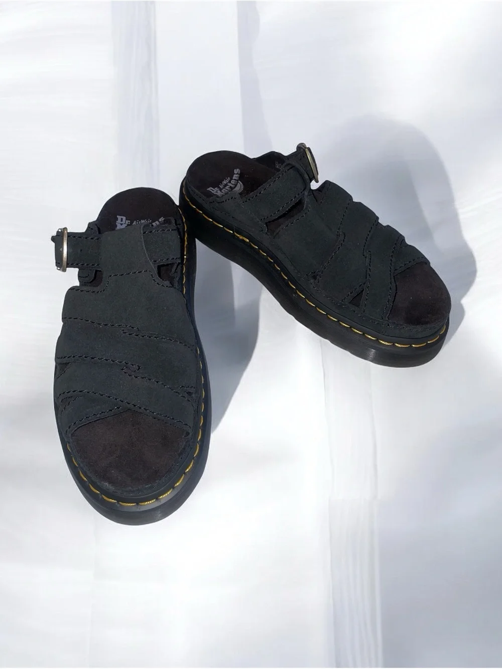 Brand New Dr Martens Maxxy Slide sandals in black suede US M 8 US L 9